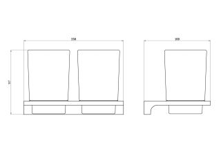 Два стакана для зубных щеток с держателем Wonzon & Woghand Eclipse WW-9128-GM тёмный графит